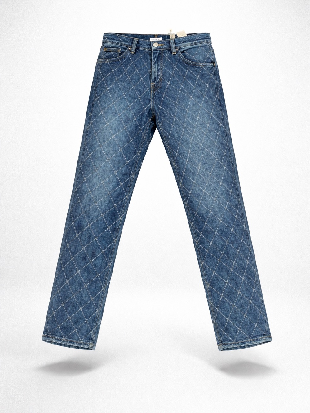 Zara Embellished Blue Bling Diamonds Straight Jeans